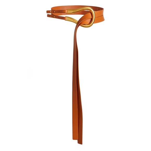 Bottega Veneta Accessories - Bottega Veneta Double Strap Belt Leather Horseshoe Buckle Belt in tangerine